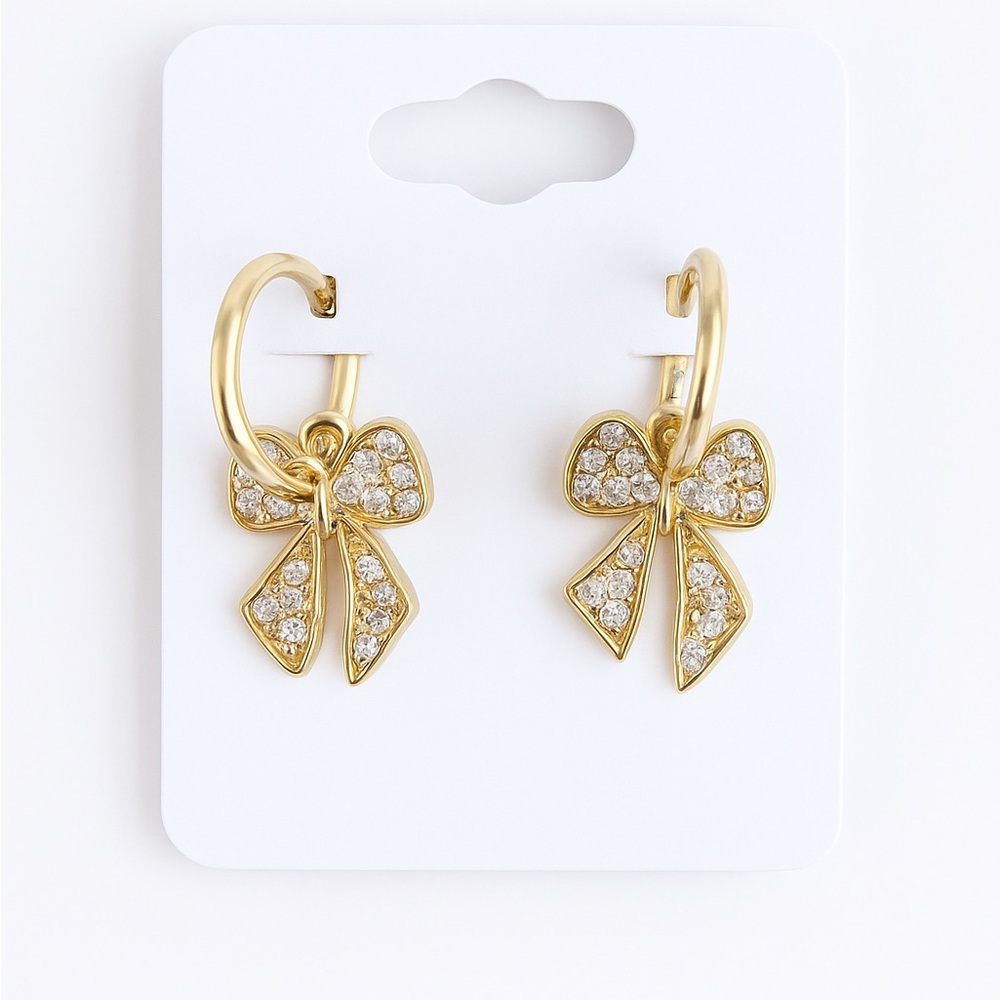 Chic Gold Bow Earrings with Crystals